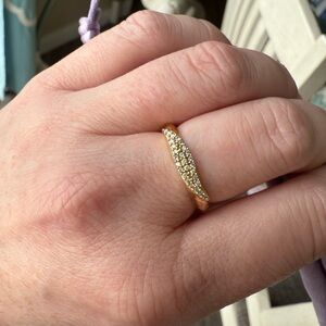 Melinda Maria gold plated pave crystal ring size 8